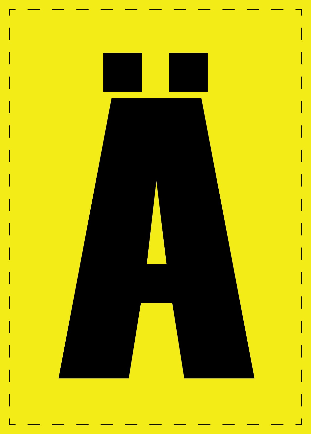 Letter Ä adhesive letters and number stickers black font yellow background ES-BGPVC-AE-3