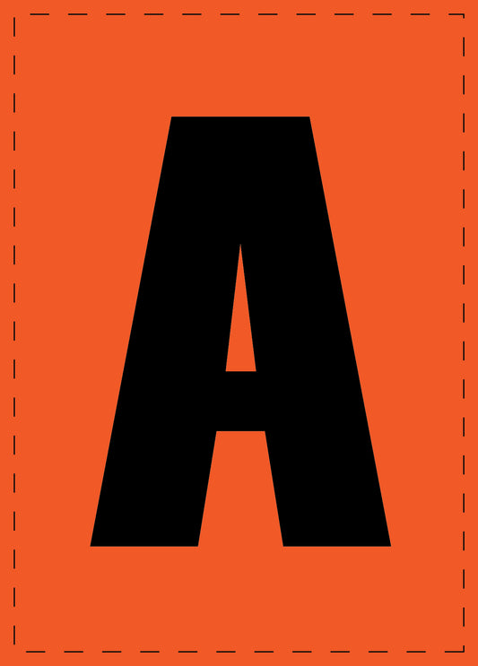 Letter A adhesive letters and number stickers black font orange background ES-BGPVC-A-8
