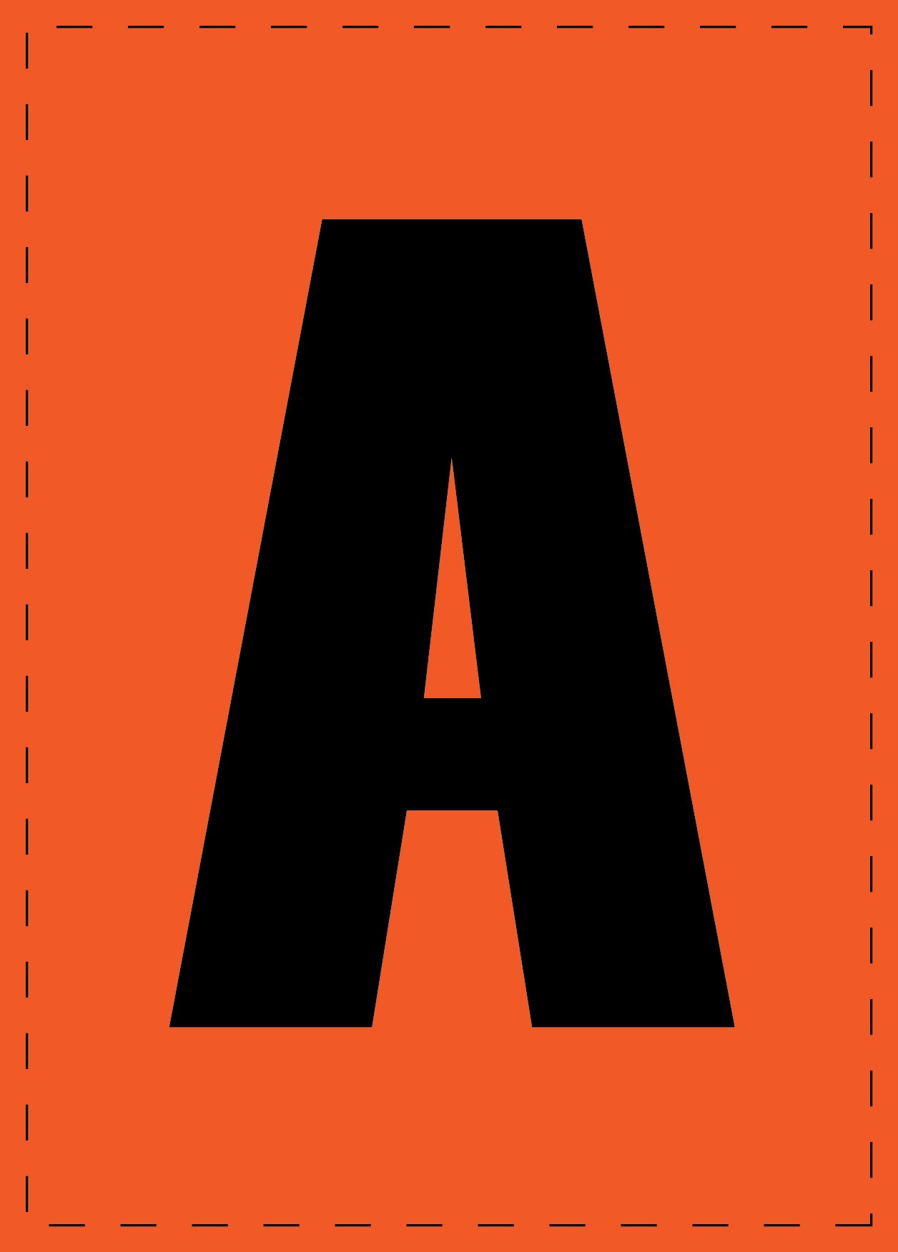 Letter A adhesive letters and number stickers black font orange background ES-BGPVC-A-8