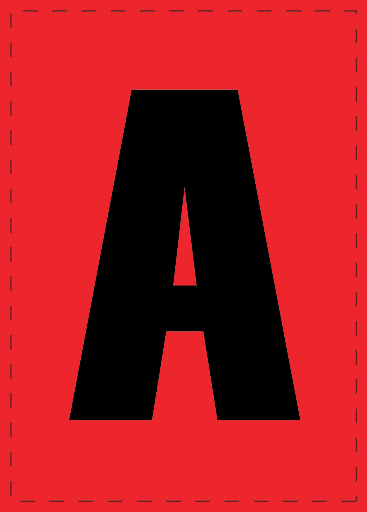 Letter A adhesive letters and number stickers black font Red background ES-BGPVC-A-14