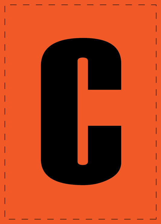 Letter C adhesive letters and number stickers black font orange background ES-BGPVC-C-8