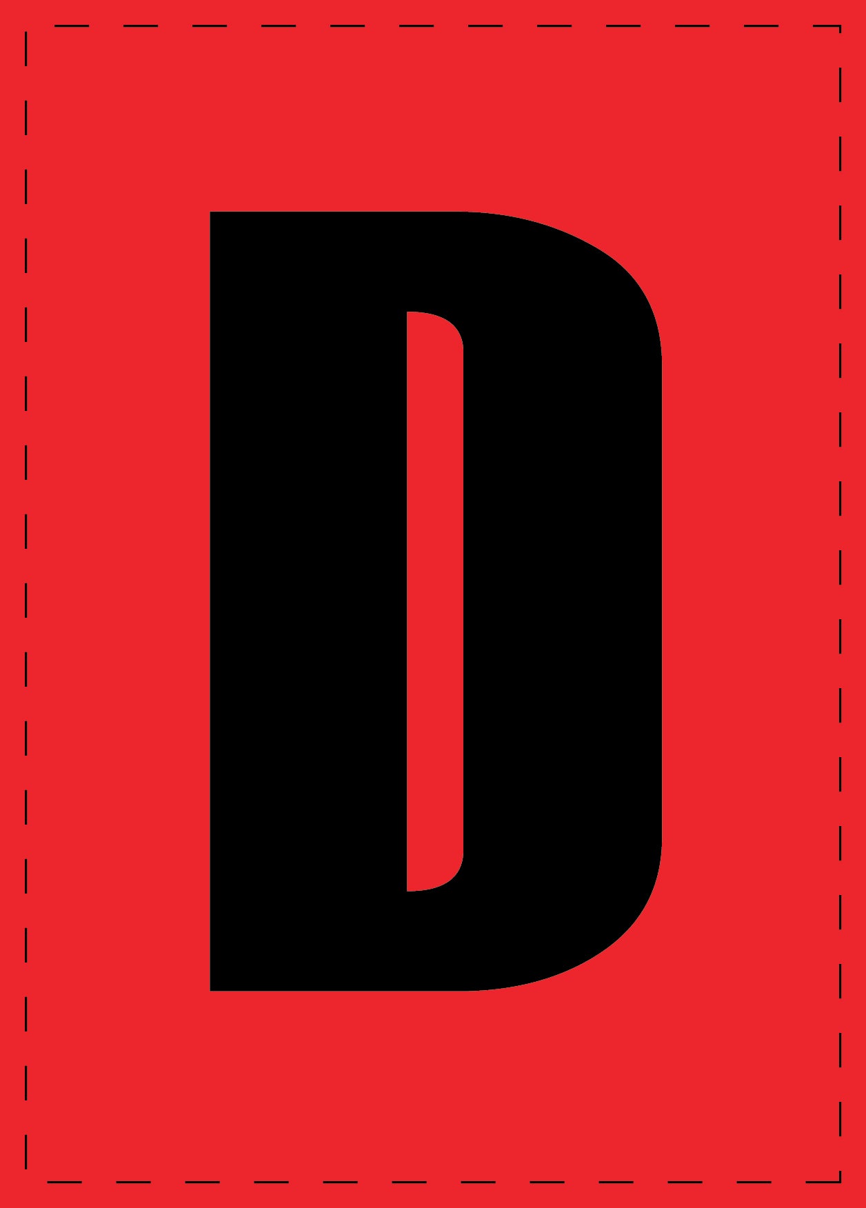 Letter D adhesive letters and number stickers black font Red background ES-BGPVC-D-14