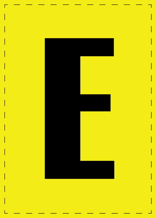 Letter E adhesive letters and number stickers black font yellow background ES-BGPVC-E-3