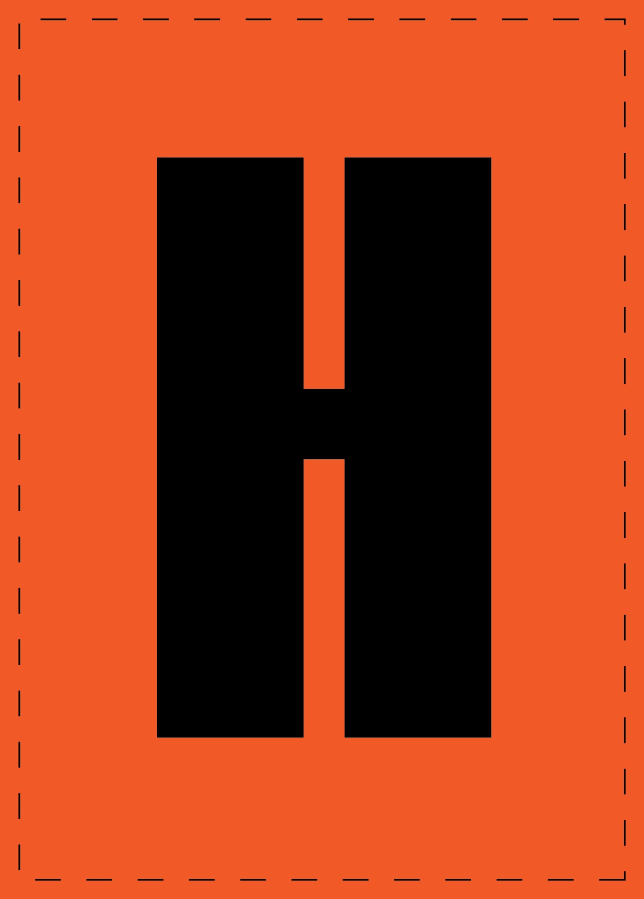 Letter H adhesive letters and number stickers black font orange background ES-BGPVC-H-8