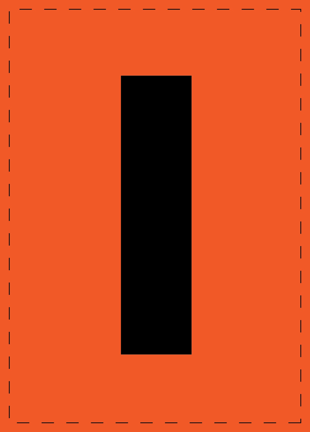 Letter I adhesive letters and number stickers black font orange background ES-BGPVC-I-8