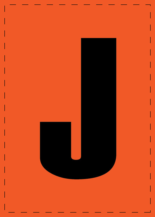 Letter J adhesive letters and number stickers black font orange background ES-BGPVC-J-8