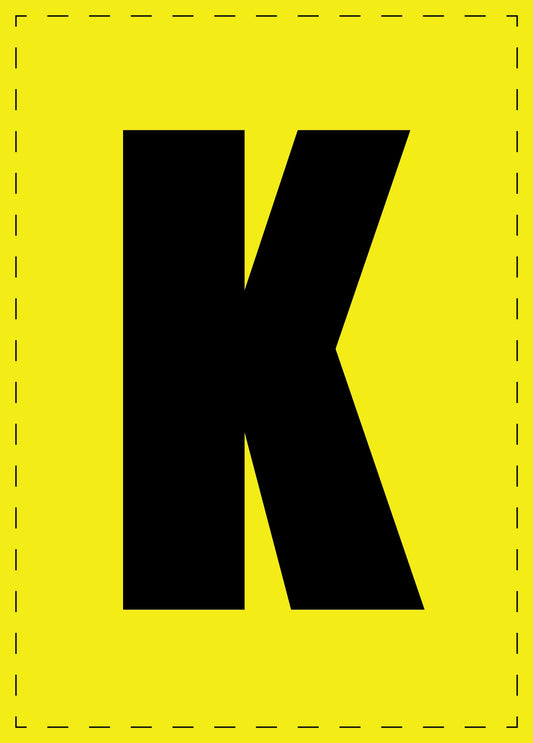 Letter K adhesive letters and number stickers black font yellow background ES-BGPVC-K-3