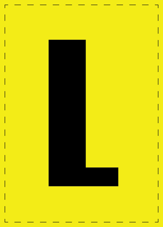 Letter L adhesive letters and number stickers black font yellow background ES-BGPVC-L-3
