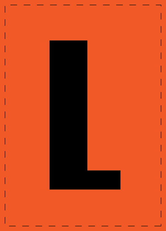 Letter L adhesive letters and number stickers black font orange background ES-BGPVC-L-8