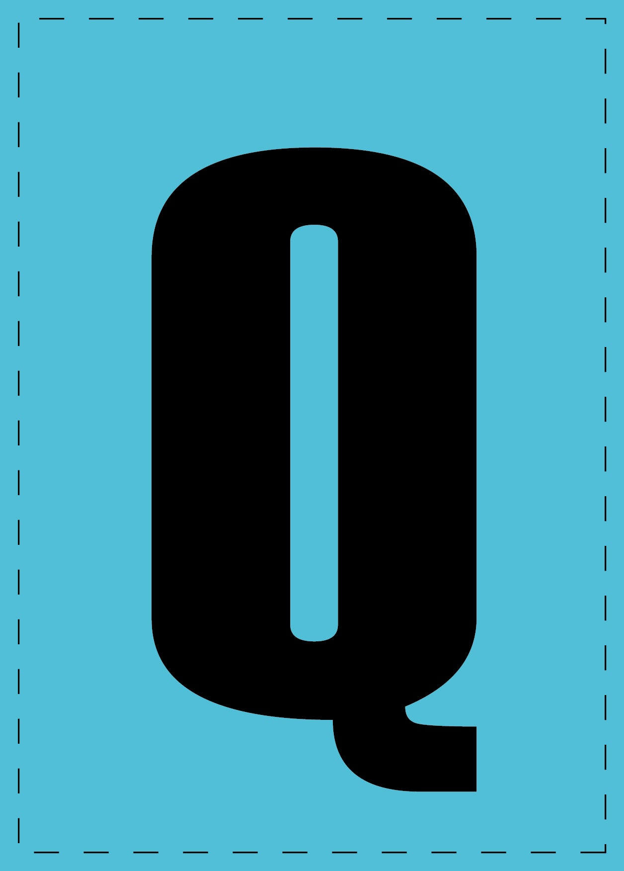 Letter Q adhesive letters and number stickers black font blue background ES-BGPVC-Q-50