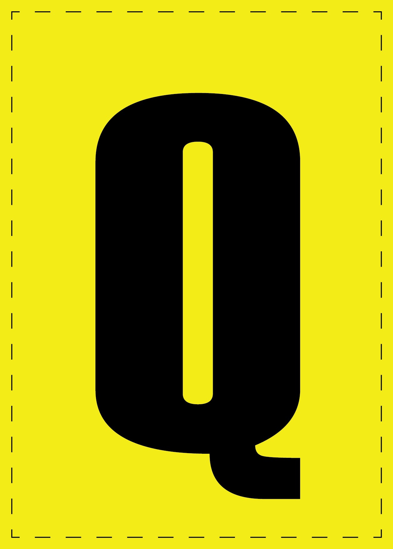 Letter Q adhesive letters and number stickers black font yellow background ES-BGPVC-Q-3