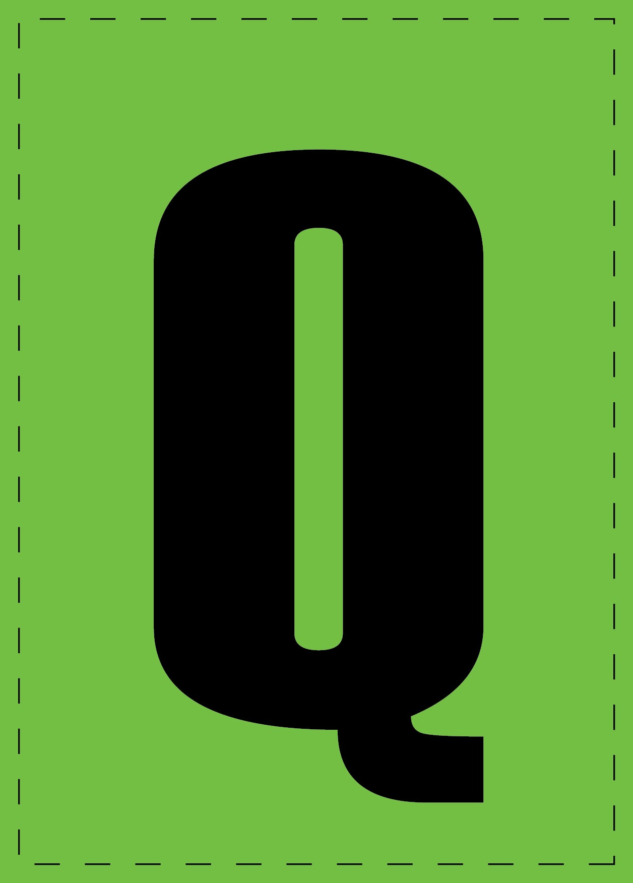 Letter Q adhesive letters and number stickers black font green background ES-BGPVC-Q-67