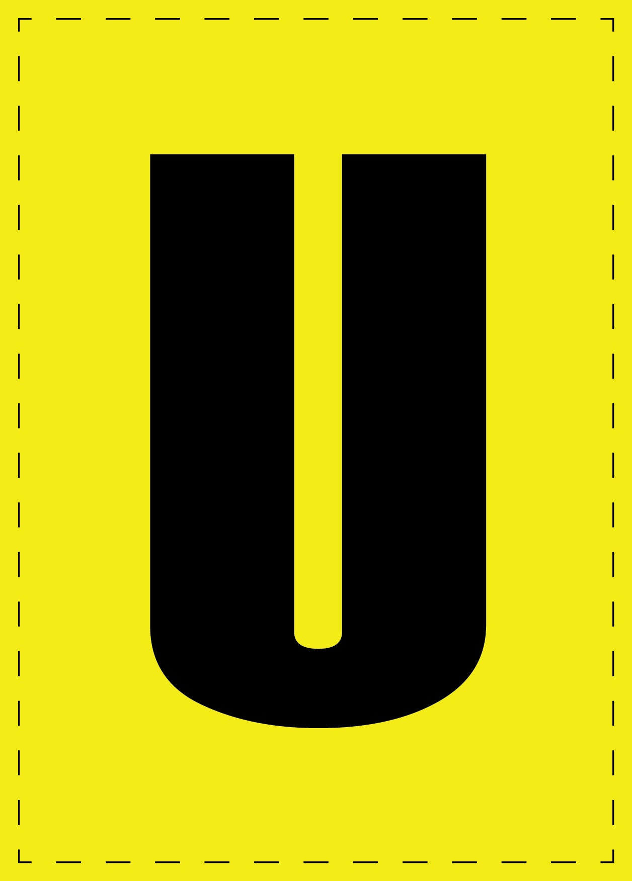 Letter U adhesive letters and number stickers black font yellow background ES-BGPVC-U-3