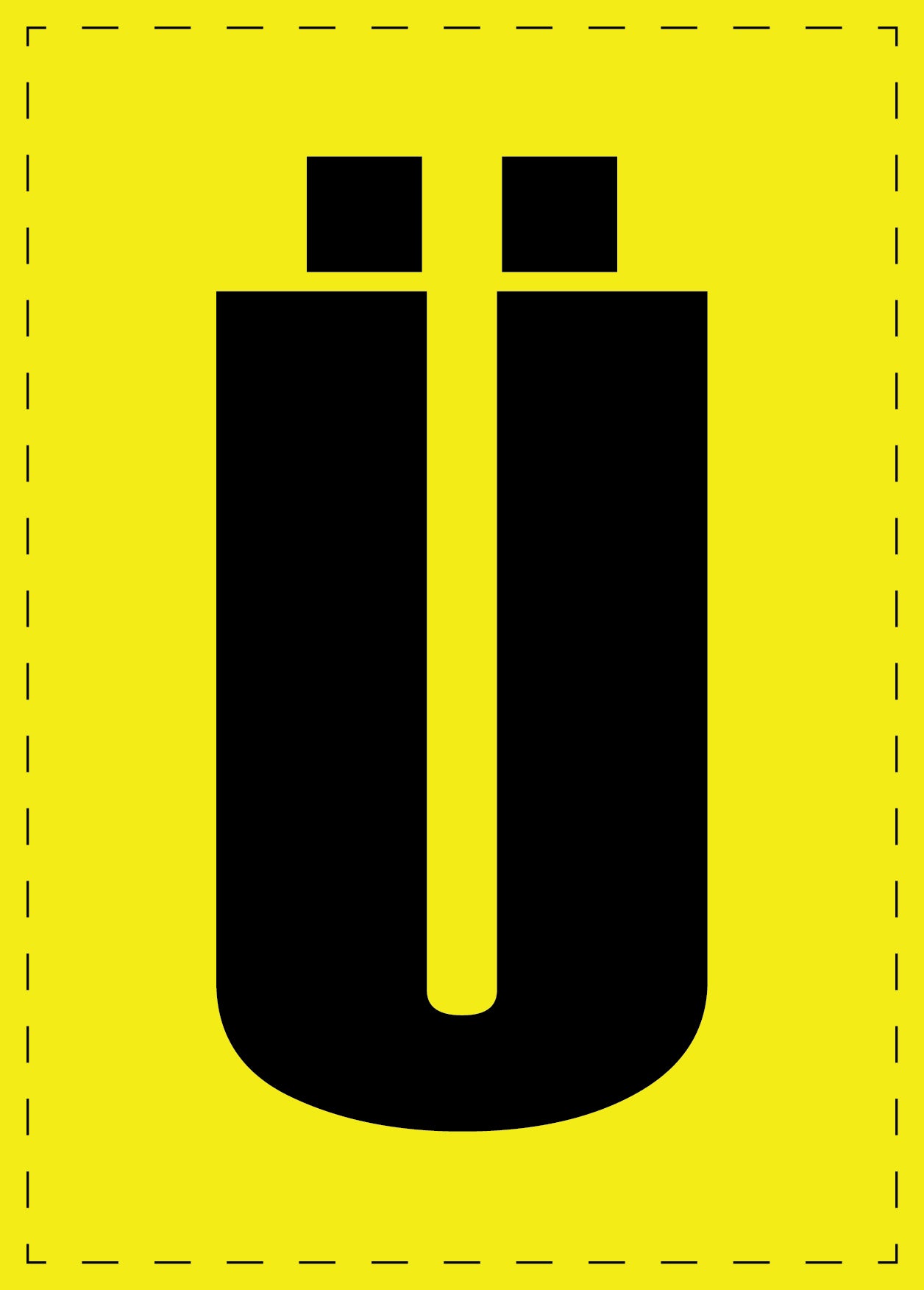 etter Ü adhesive letters and number stickers black font yellow background ES-BGPVC-UE-3