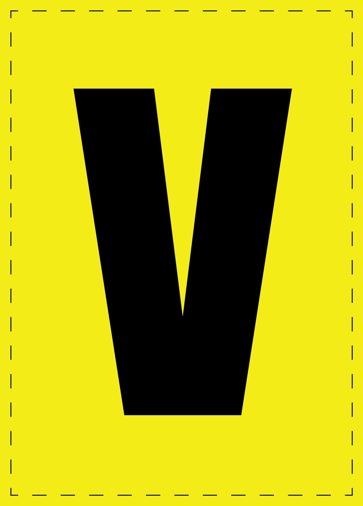 Letter V adhesive letters and number stickers black font yellow background ES-BGPVC-V-3