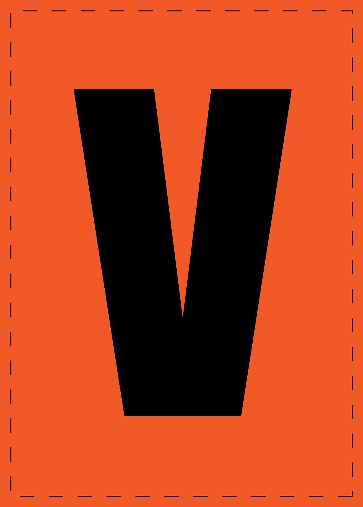 Letter V adhesive letters and number stickers black font orange background ES-BGPVC-V-8