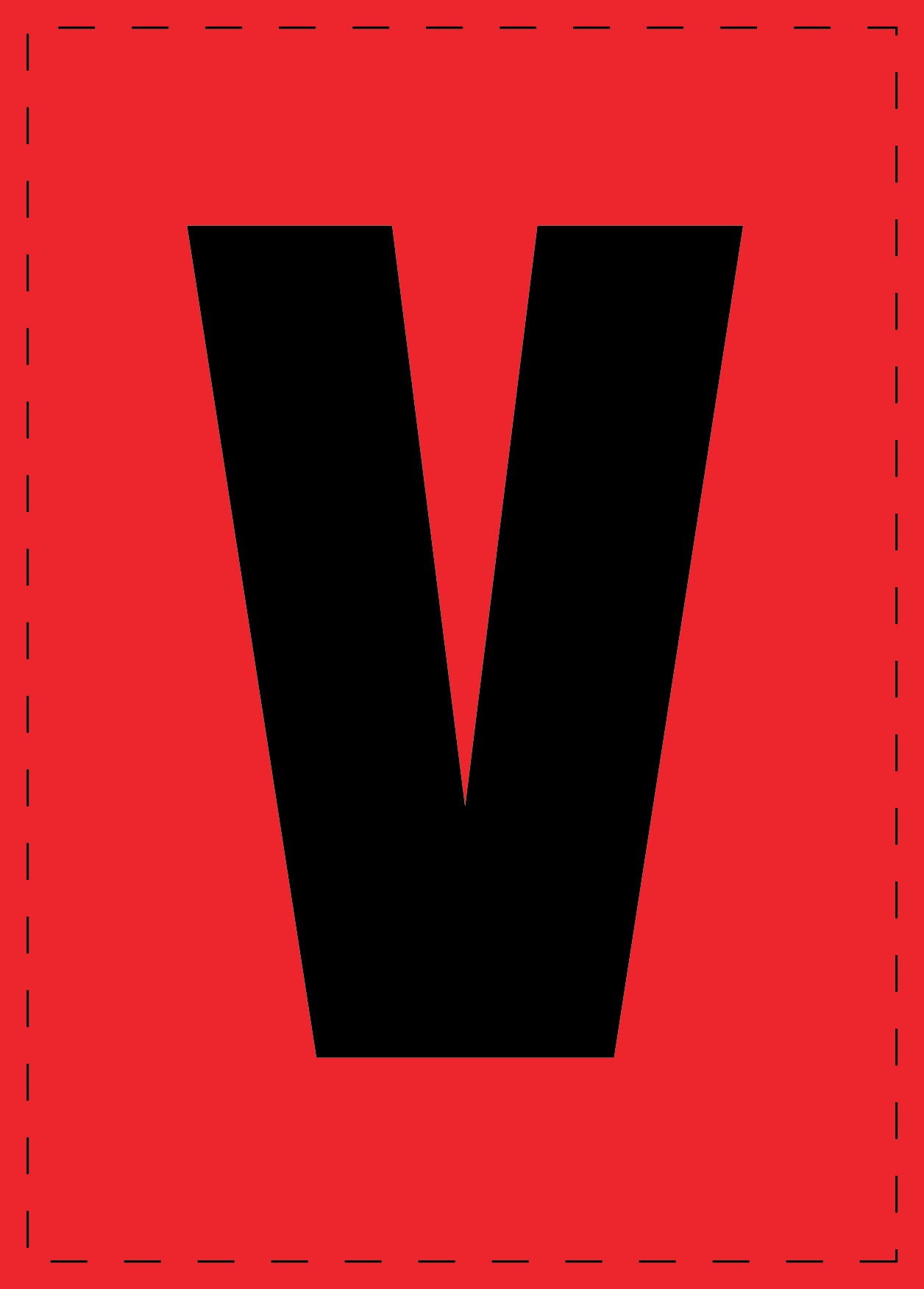 Letter V adhesive letters and number stickers black font Red background ES-BGPVC-V-14