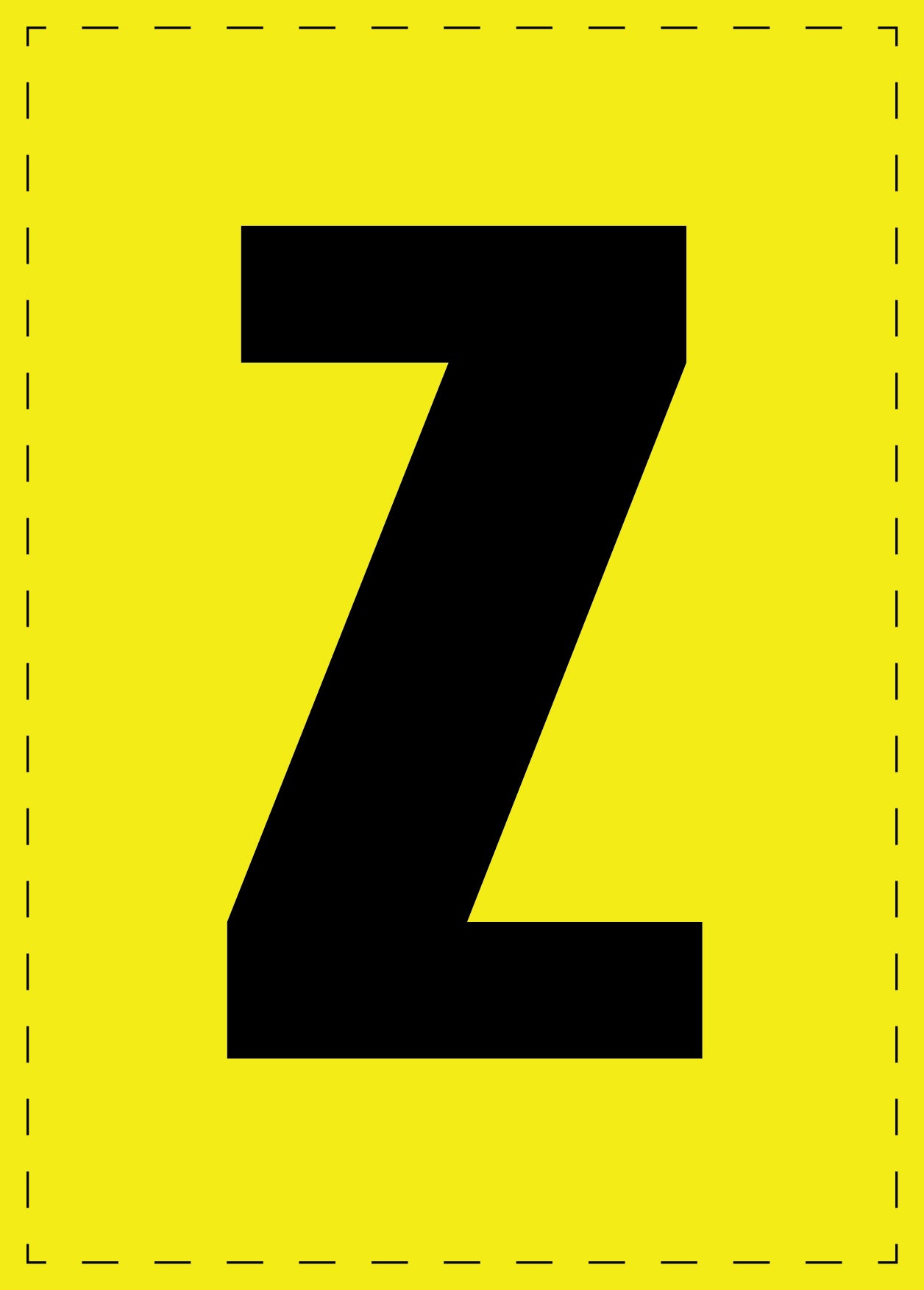 Letter Z adhesive letters and number stickers black font yellow background ES-BGPVC-Z-3