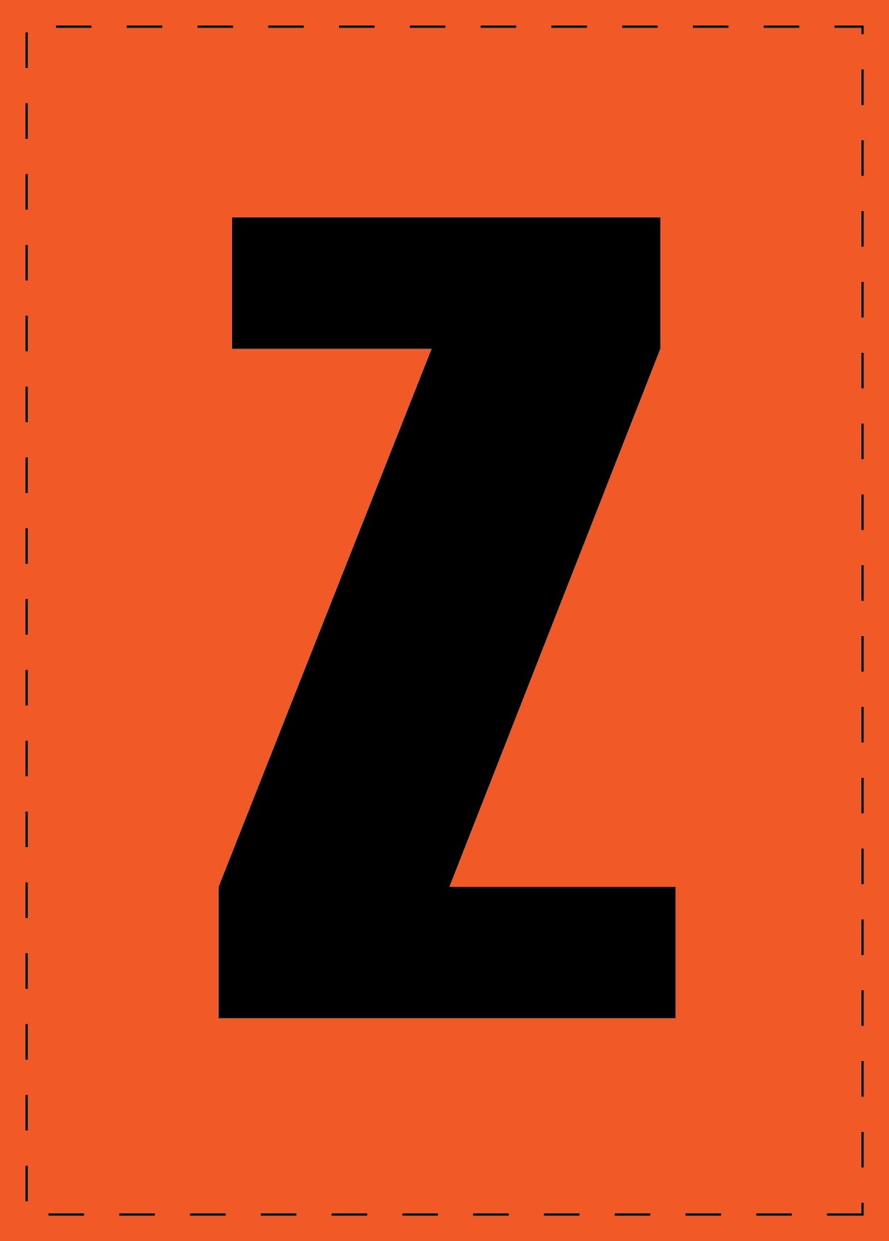 Letter Z adhesive letters and number stickers black font orange background ES-BGPVC-Z-8