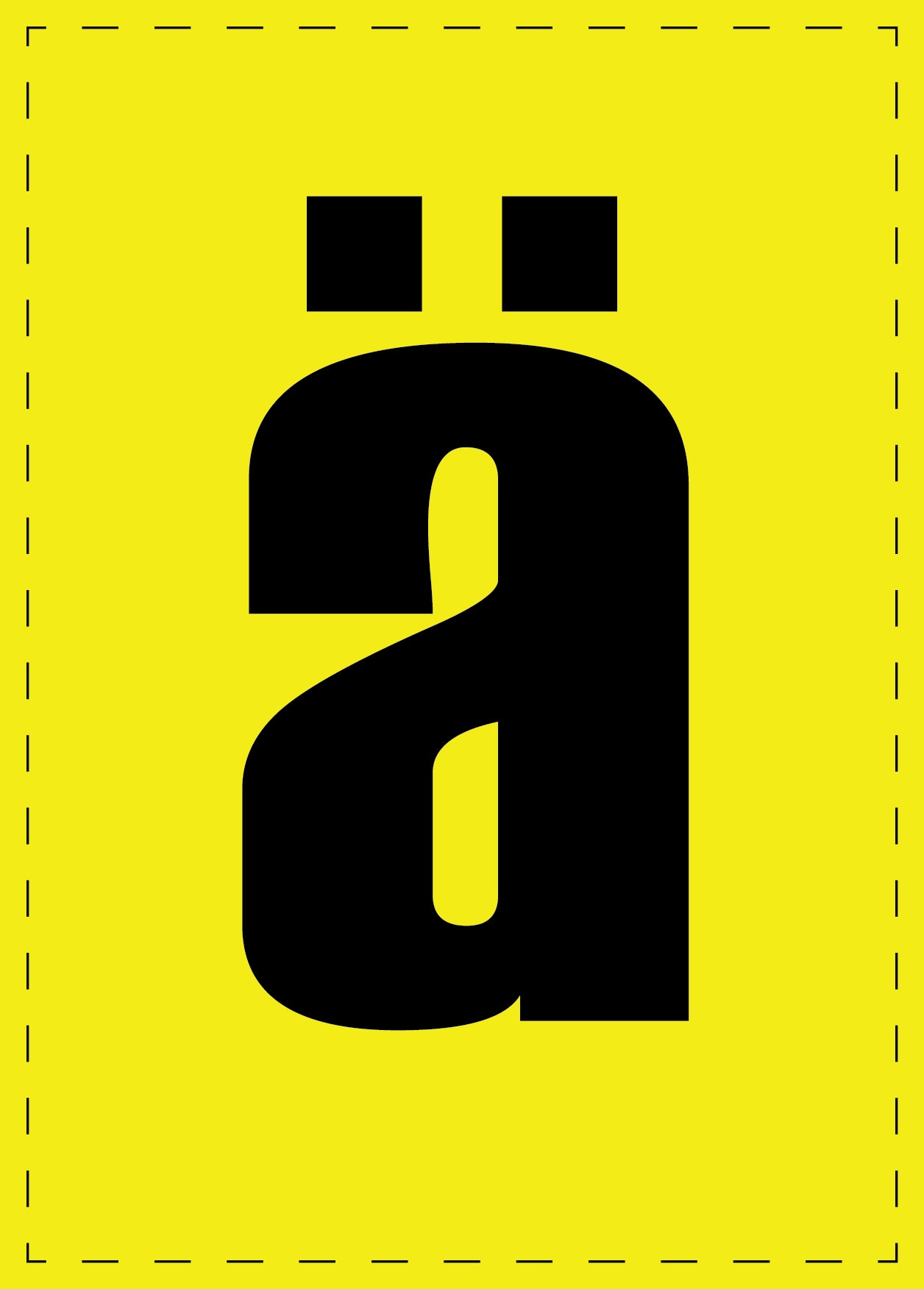 Letter ä adhesive letters and number stickers black font yellow background ES-BGPVC-ae-3