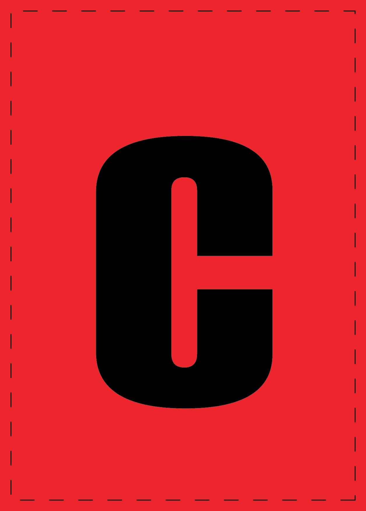 Letter c adhesive letters and number stickers black font Red background ES-BKPVC-C-14