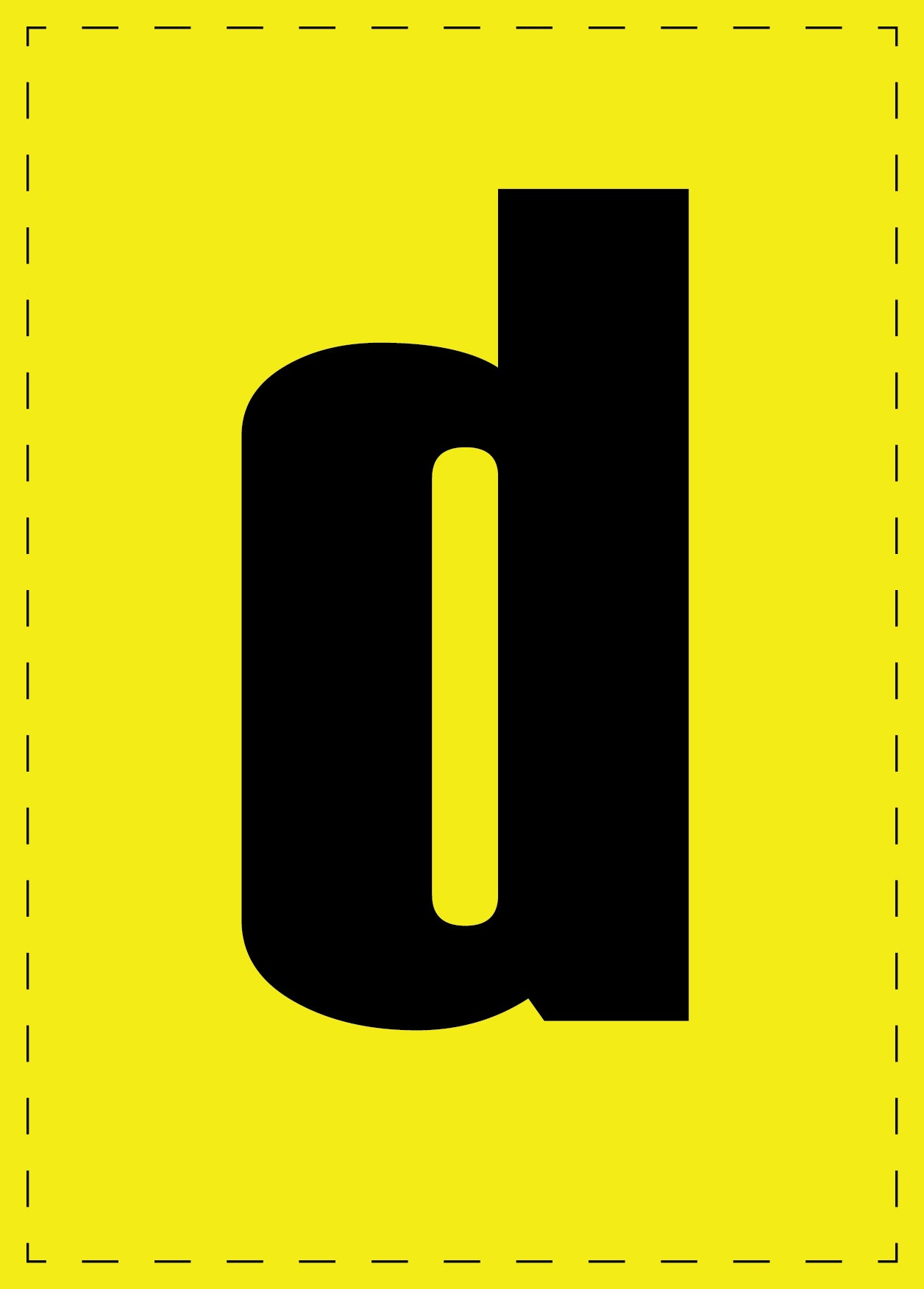 Letter d adhesive letters and number stickers black font yellow background ES-BGPVC-d-3