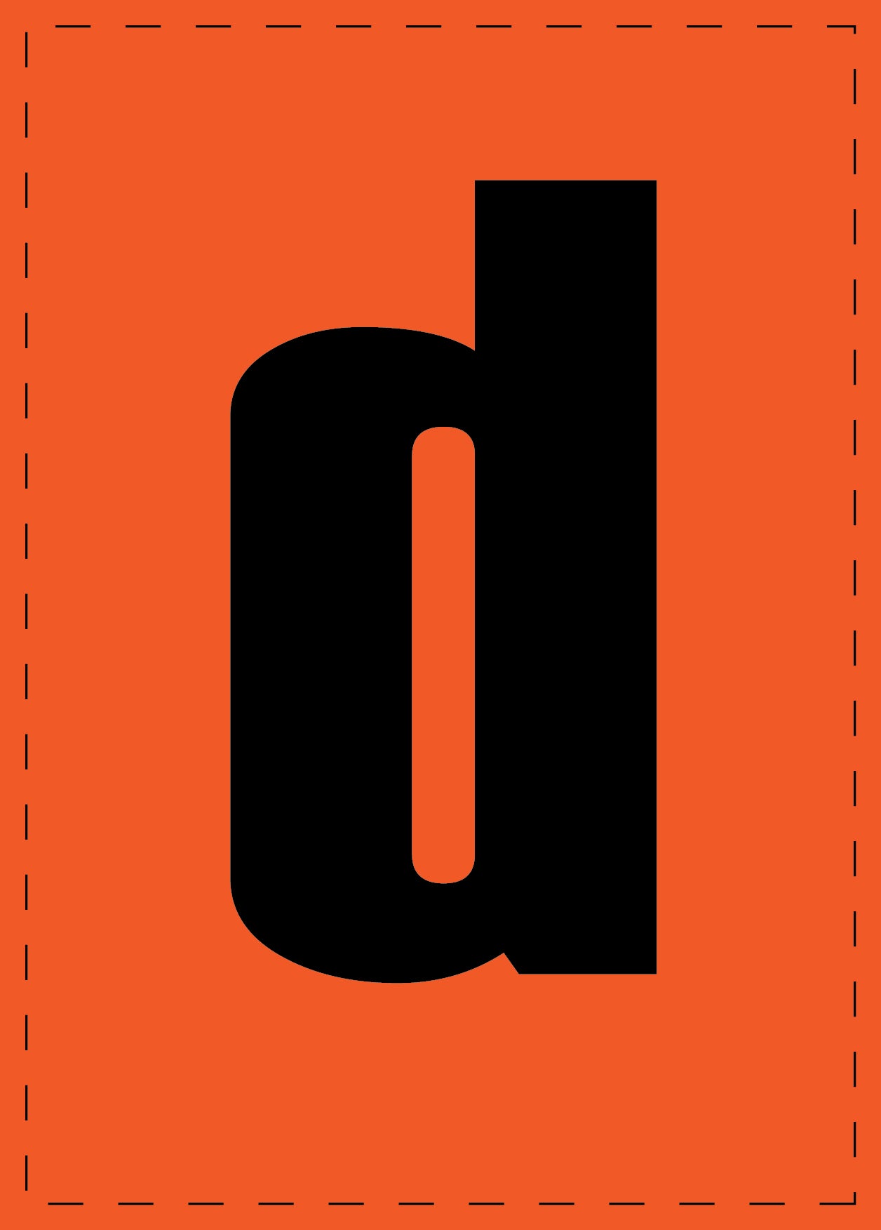 Letter d adhesive letters and number stickers black font orange background ES-BKPVC-D-8