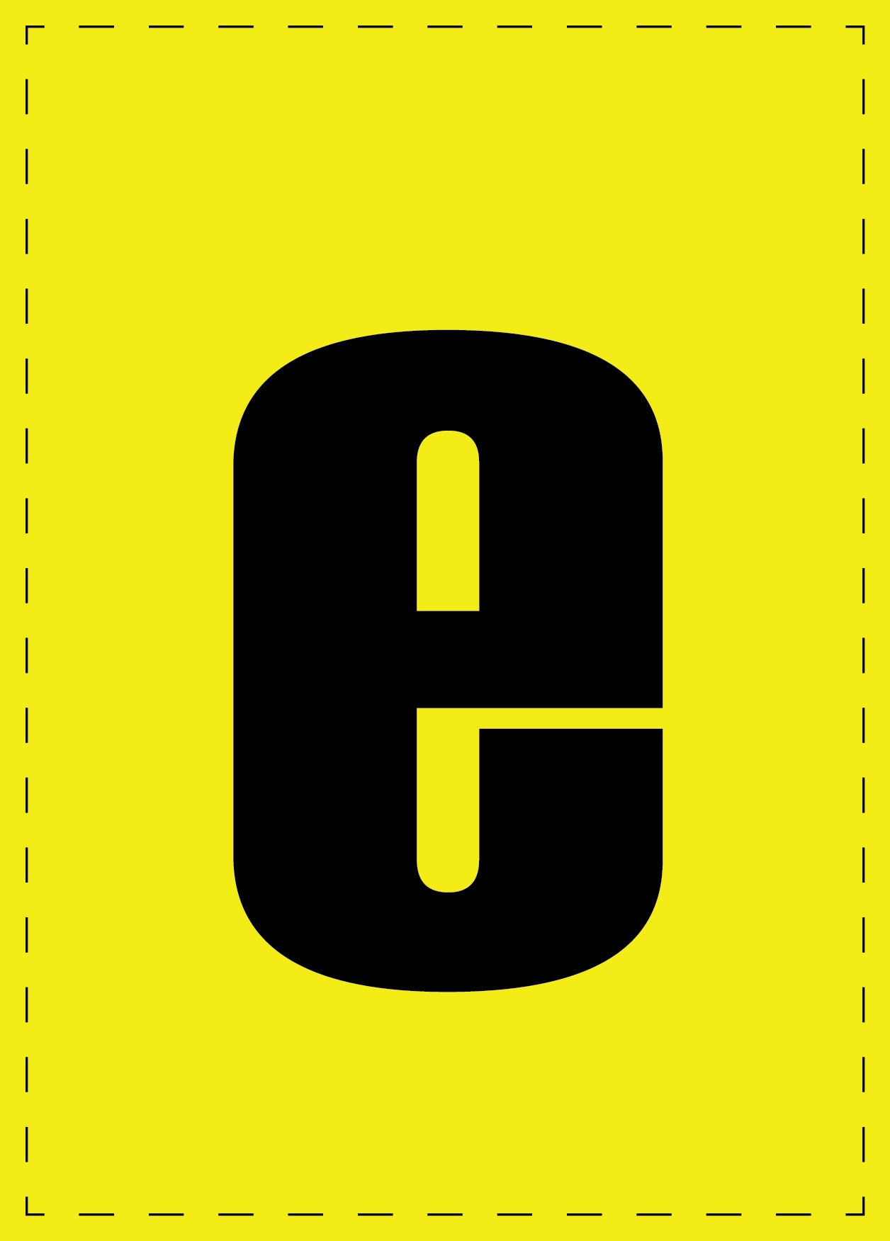 Letter e adhesive letters and number stickers black font yellow background ES-BGPVC-e-3