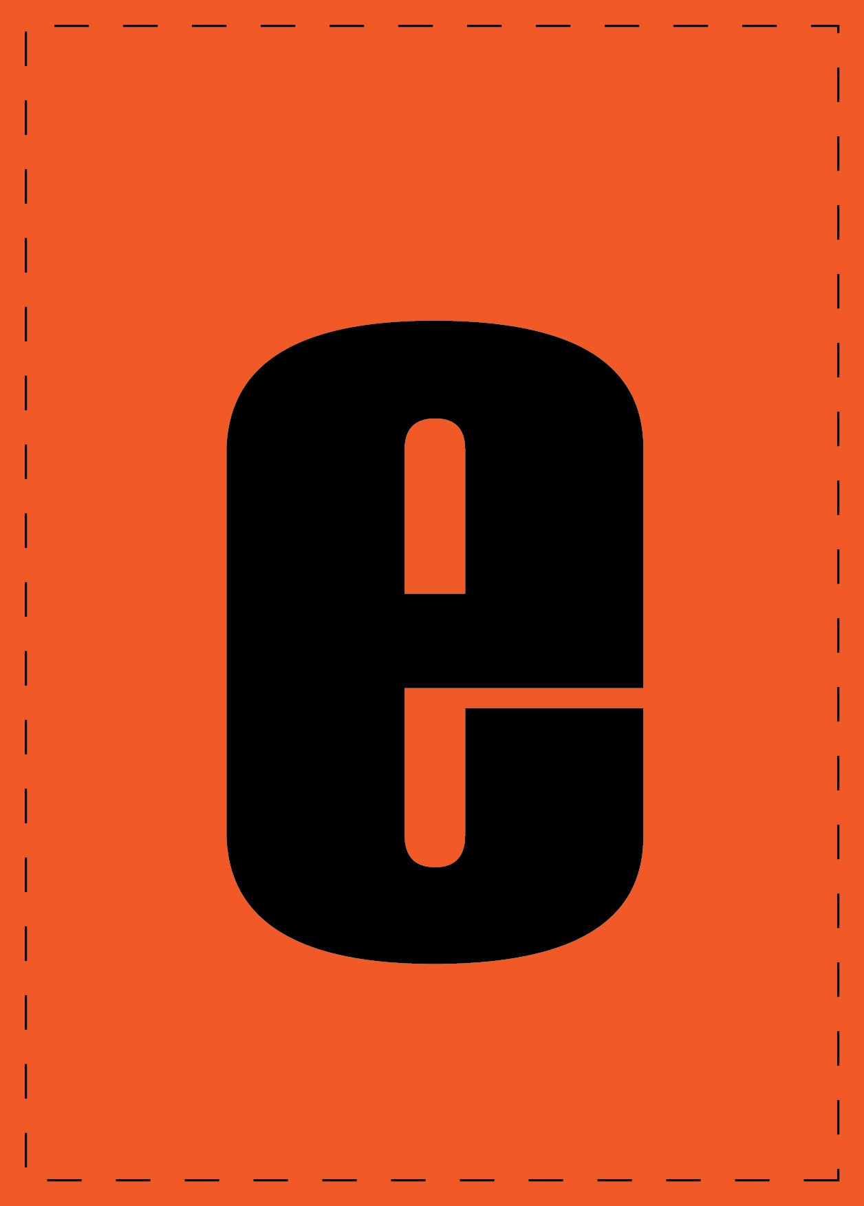 Letter e adhesive letters and number stickers black font orange background ES-BKPVC-E-8
