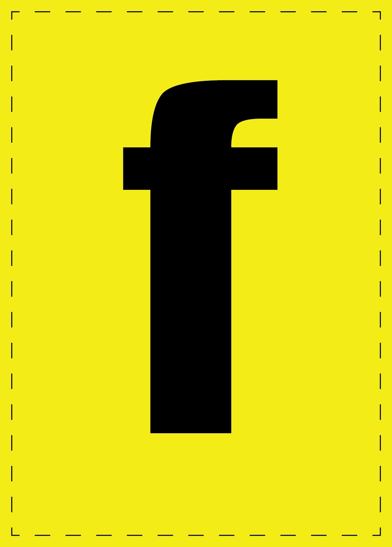 Letter f adhesive letters and number stickers black font yellow background ES-BGPVC-f-3