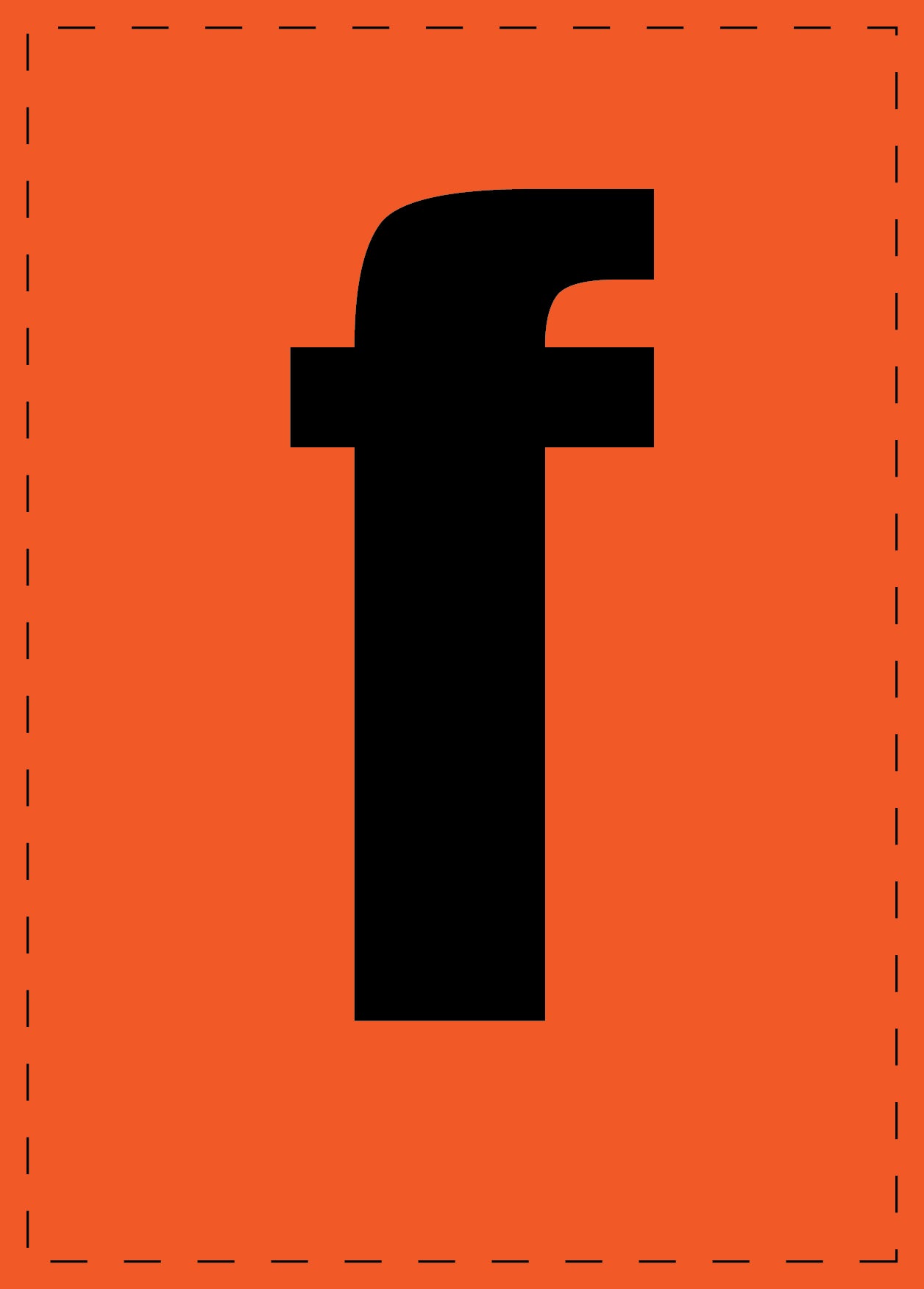 Letter f adhesive letters and number stickers black font orange background ES-BKPVC-F-8