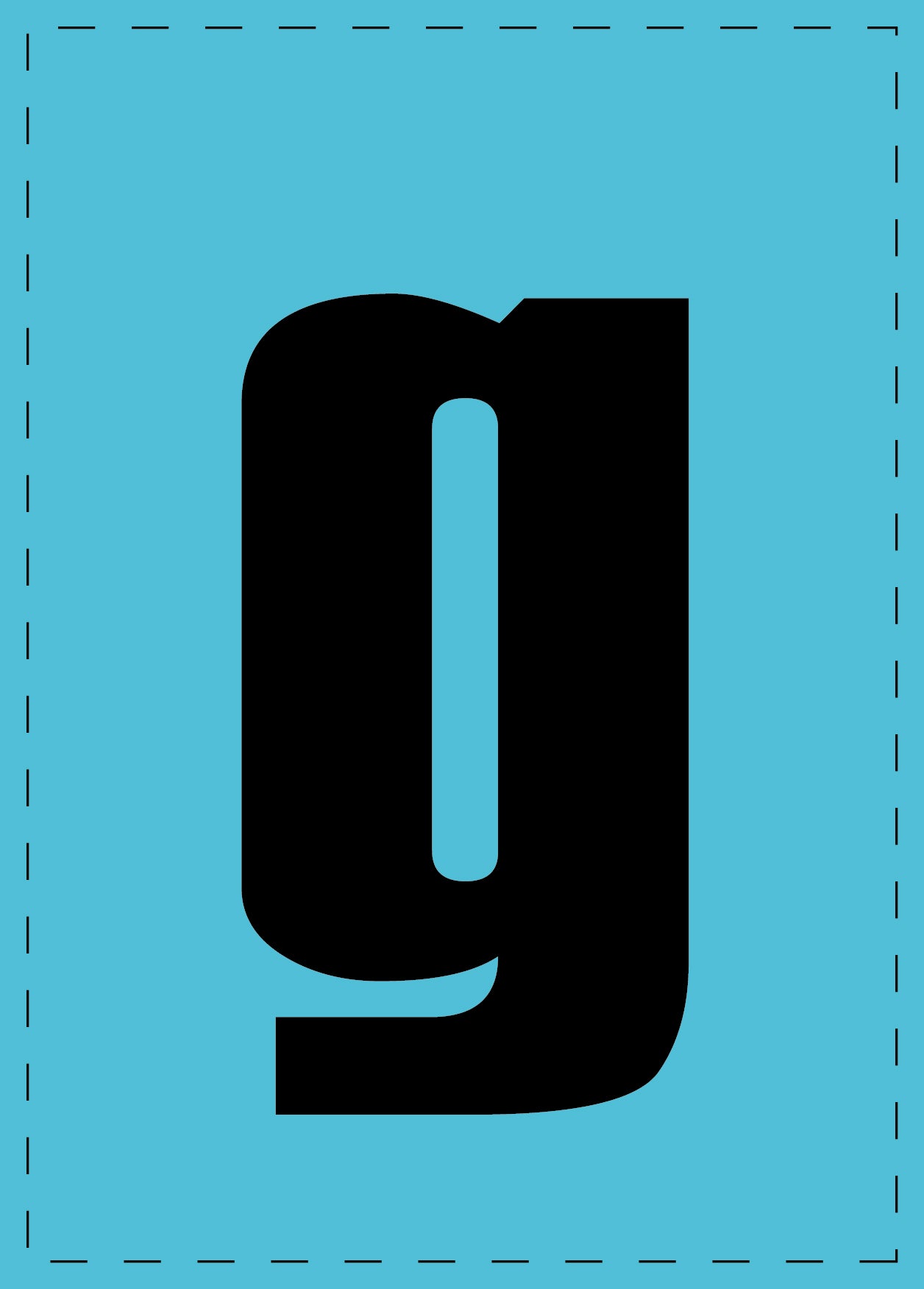 Letter g adhesive letters and number stickers black font blue background ES-BKPVC-G-50