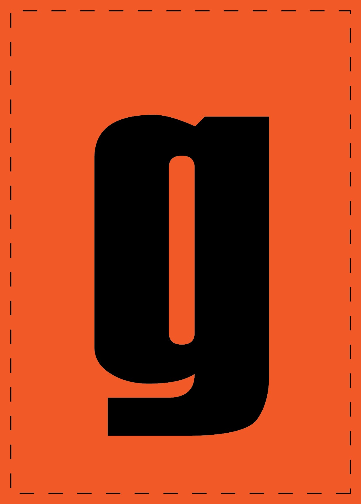 Letter g adhesive letters and number stickers black font orange background ES-BKPVC-G-8