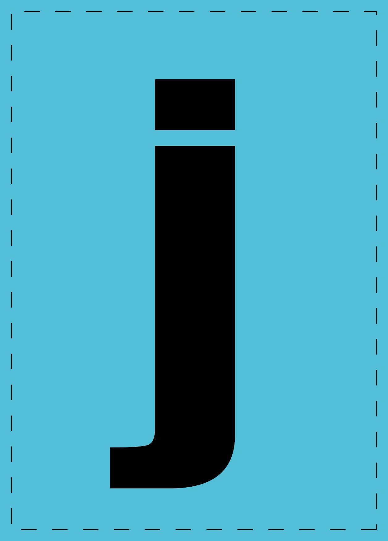 Letter j adhesive letters and number stickers black font blue background ES-BKPVC-J-50