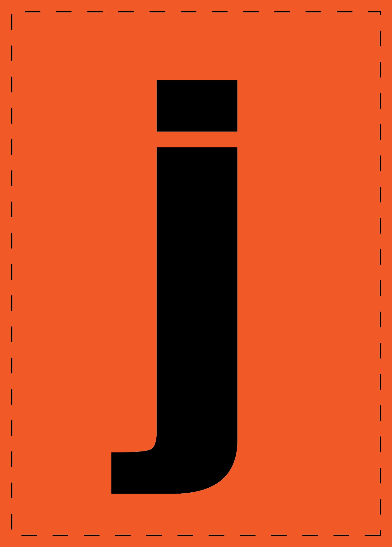 Letter j adhesive letters and number stickers black font orange background ES-BKPVC-J-8