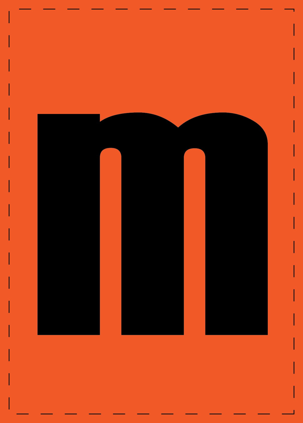 Letter m adhesive letters and number stickers black font orange background ES-BKPVC-M-8
