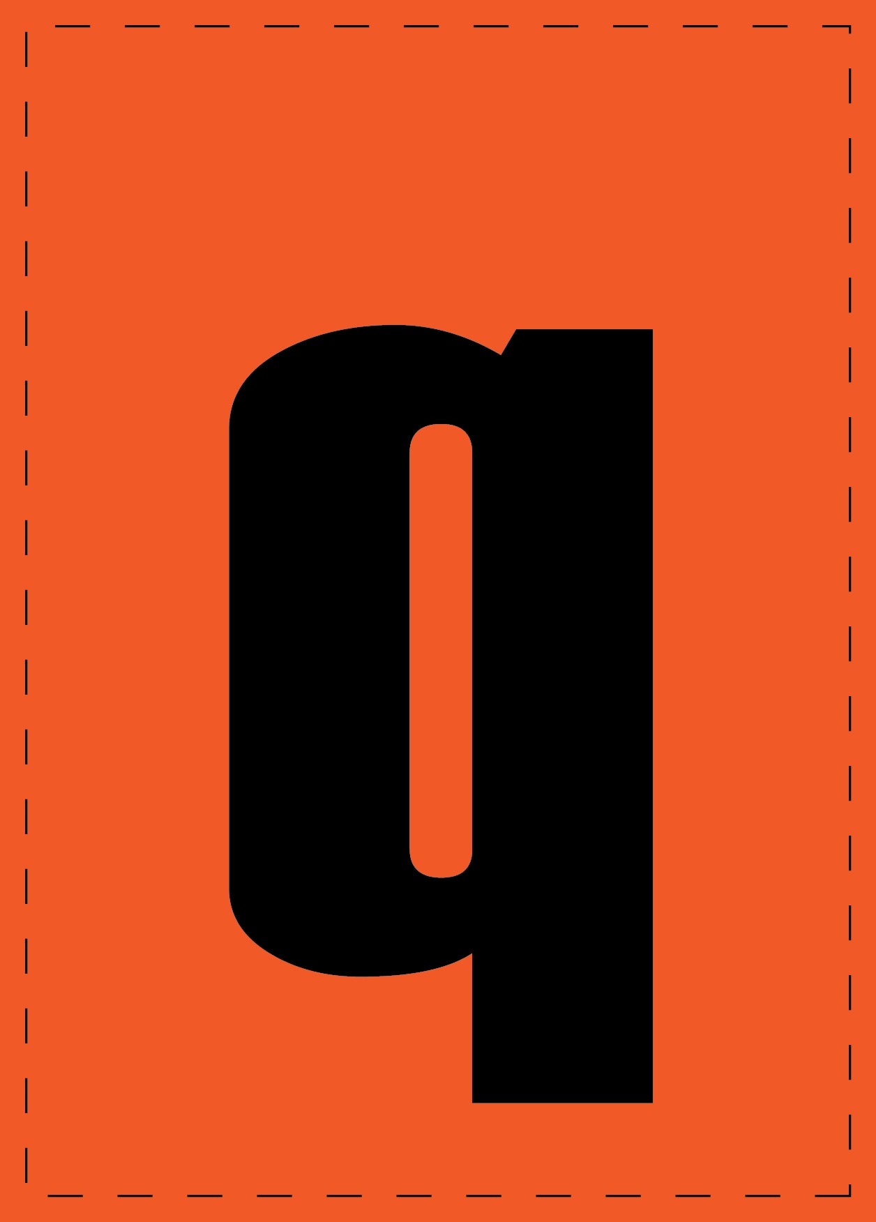 Letter q adhesive letters and number stickers black font orange background ES-BKPVC-Q-8