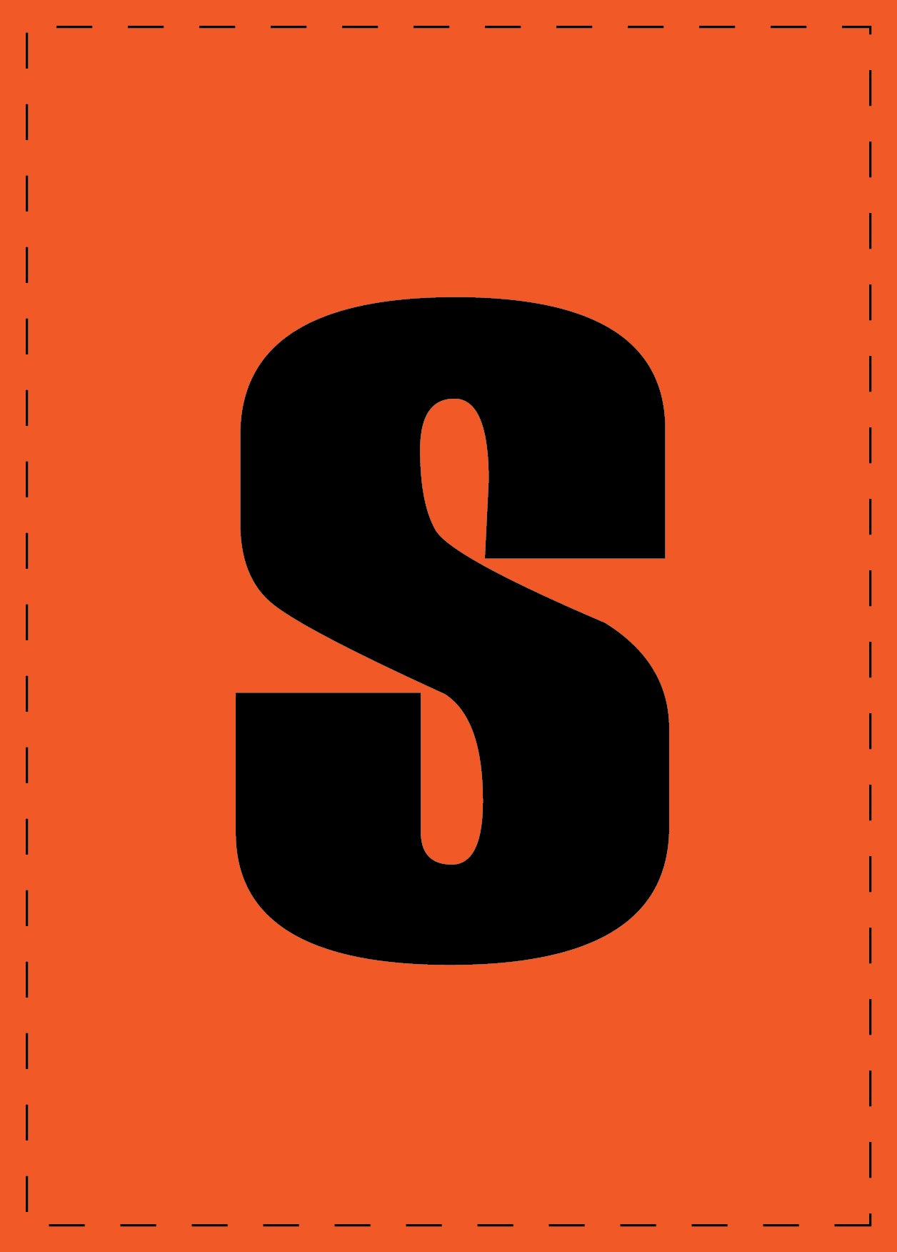 Letter s adhesive letters and number stickers black font orange background ES-BKPVC-S-8
