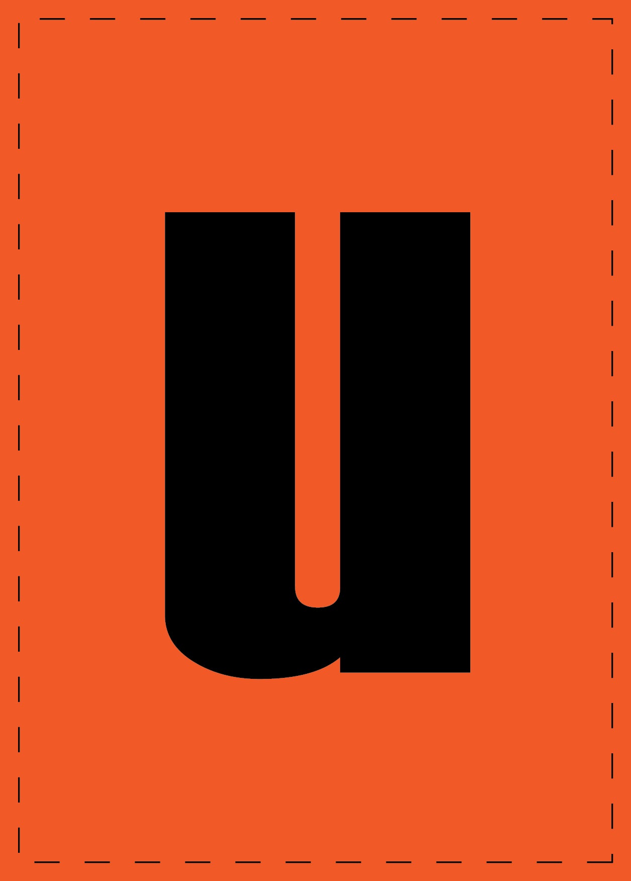 Letter u adhesive letters and number stickers black font orange background ES-BKPVC-U-8