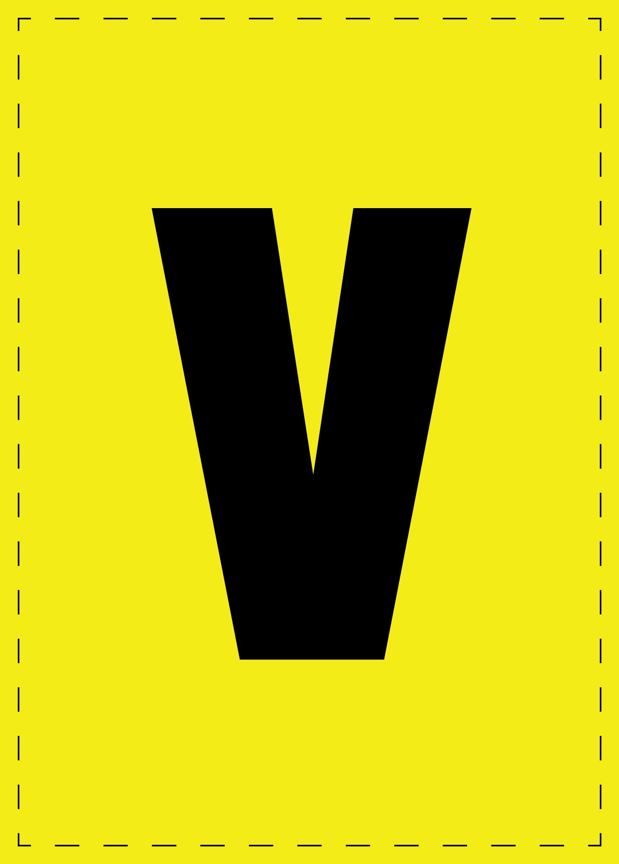 Letter v adhesive letters and number stickers black font yellow background ES-BGPVC-v-3