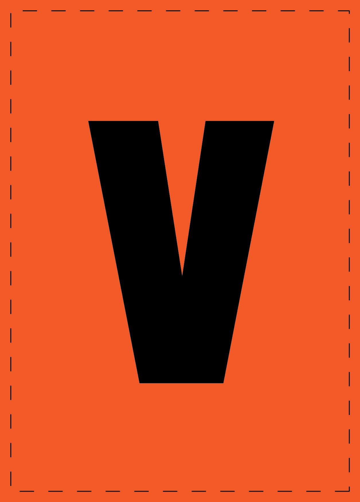 Letter v adhesive letters and number stickers black font orangebackground ES-BKPVC-V-8
