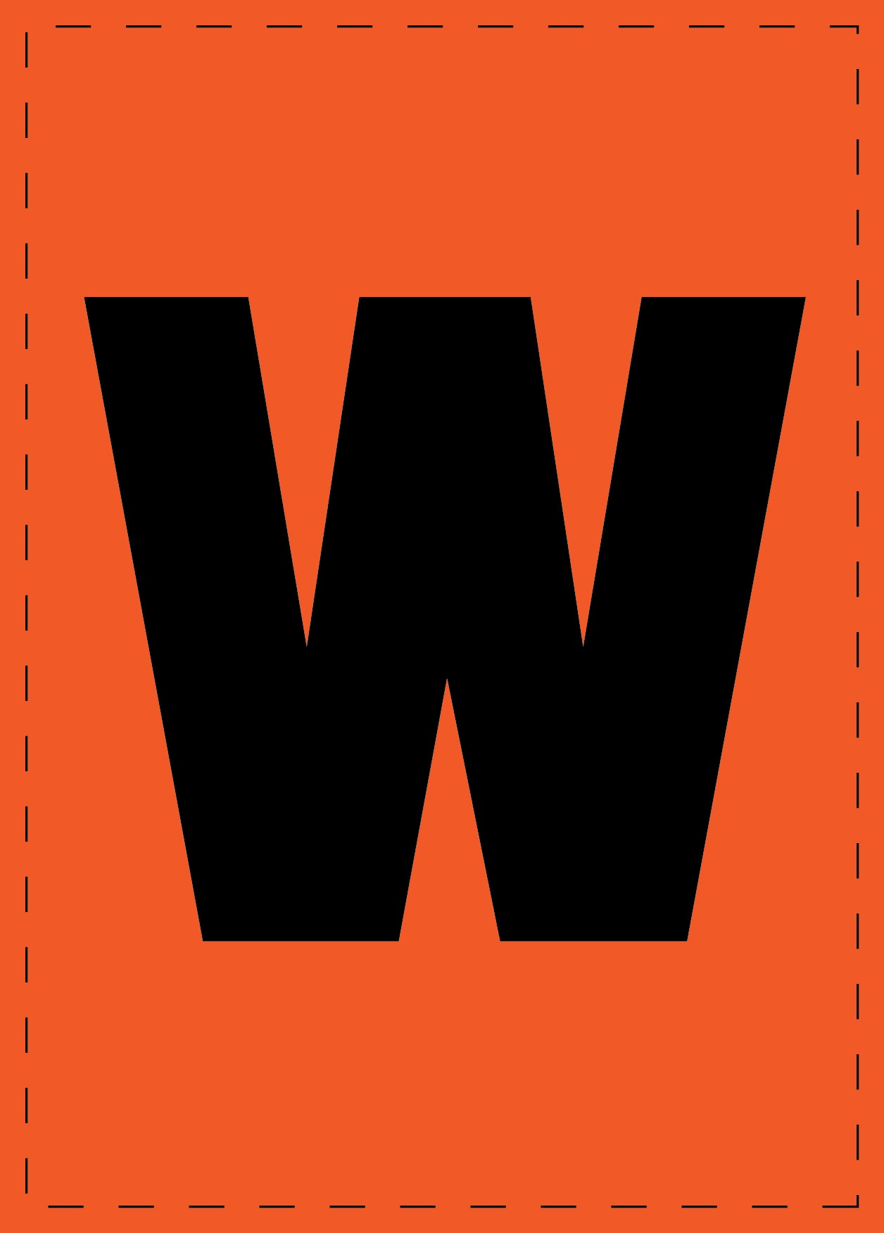 Letter w adhesive letters and number stickers black font orange background ES-BKPVC-W-8