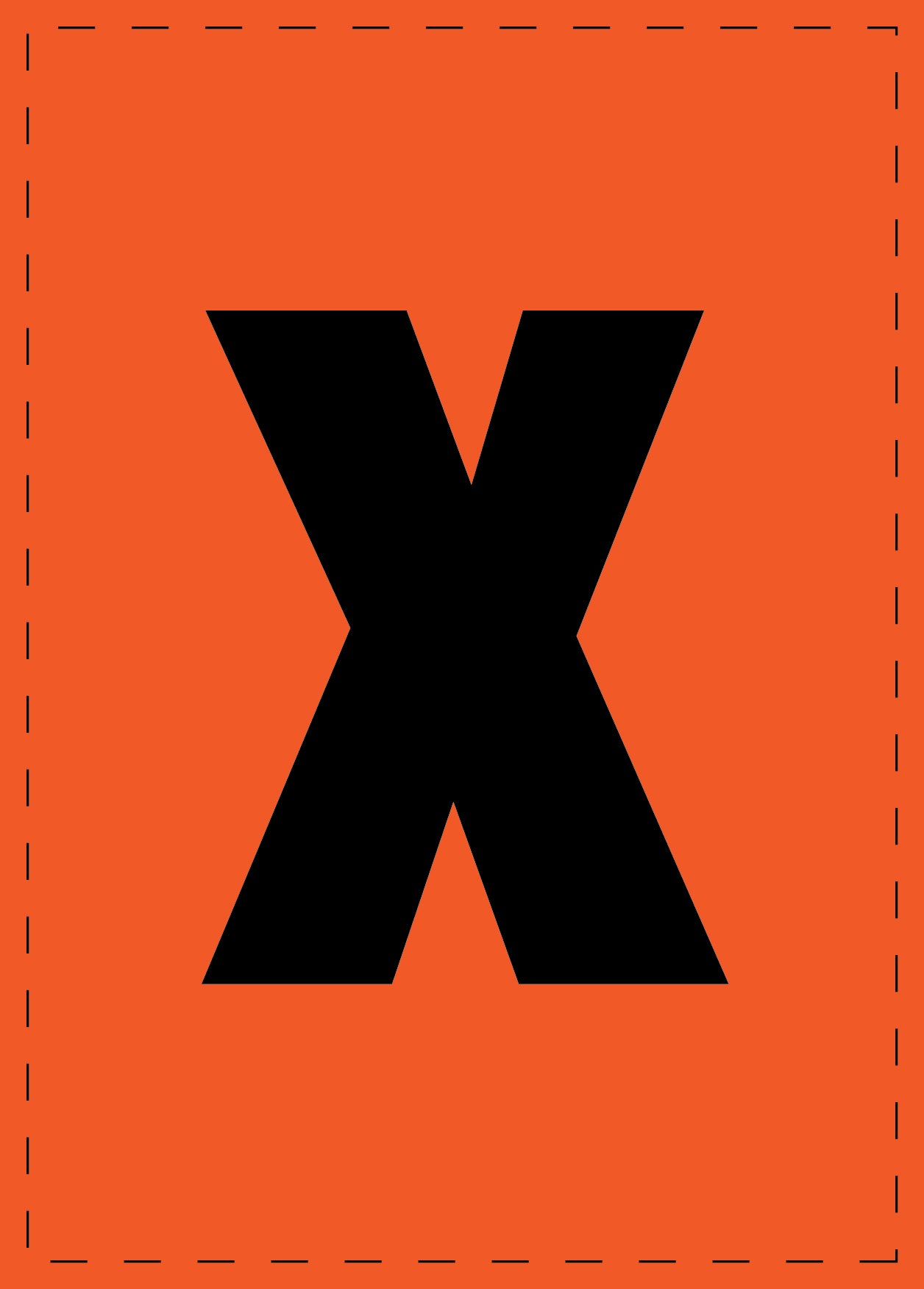 Letter x adhesive letters and number stickers black font orange background ES-BKPVC-X-8