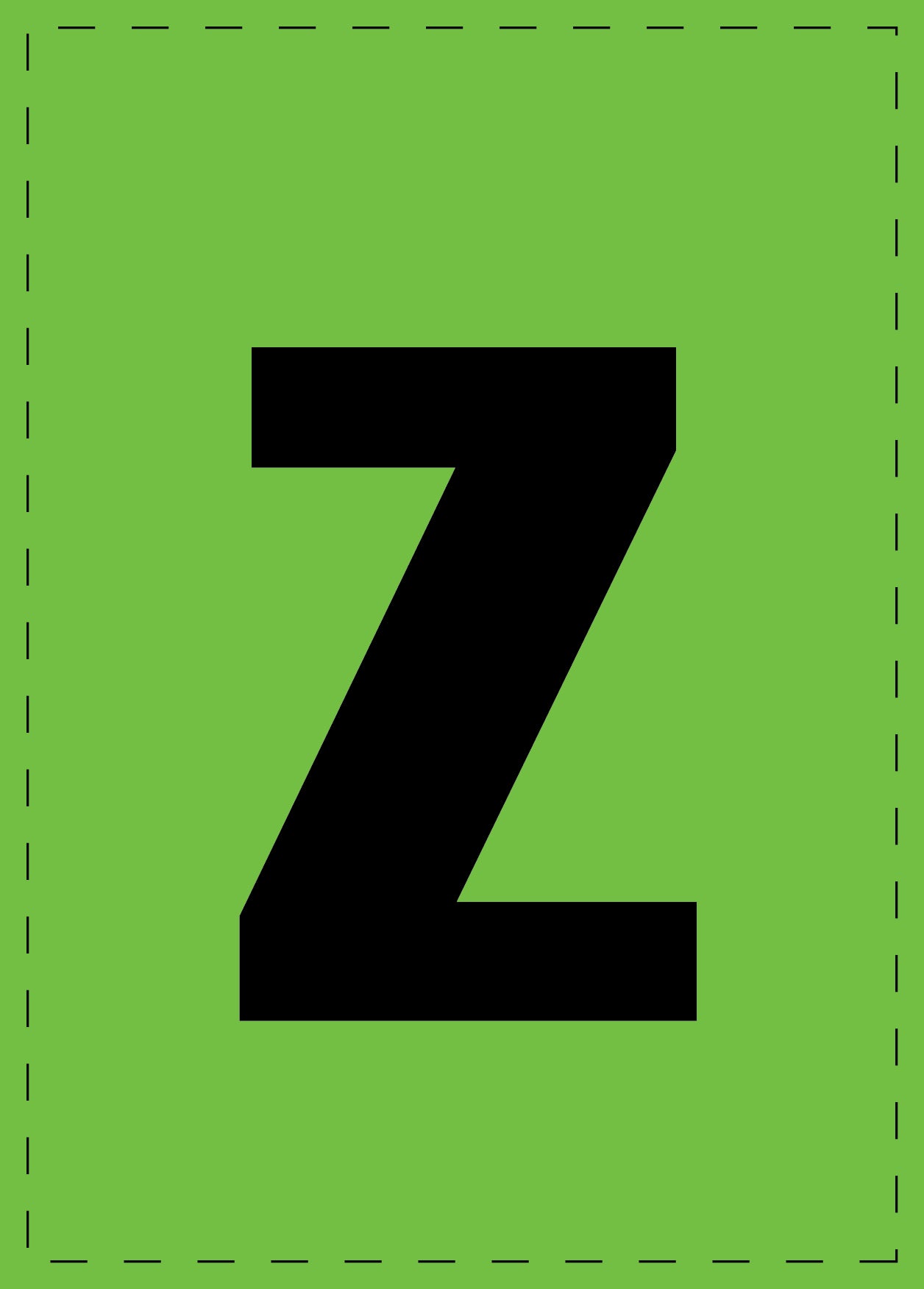 Letter z adhesive letters and number stickers black font green background ES-BKPVC-Z-67