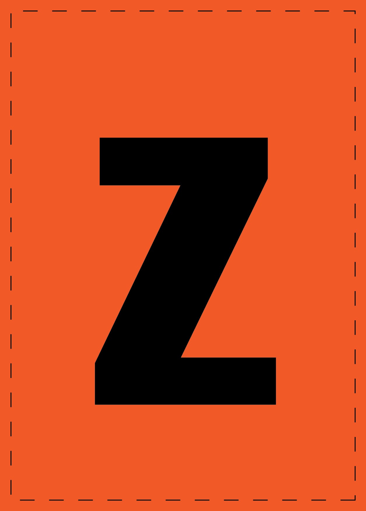 Letter z adhesive letters and number stickers black font orange background ES-BKPVC-Z-8