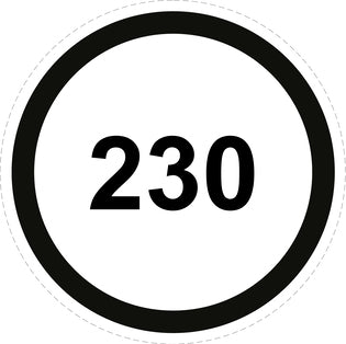 Tire speed sticker "230 black border" LH-CAR1500-230