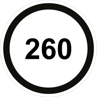 Tire speed sticker "260 black border" LH-CAR1500-260