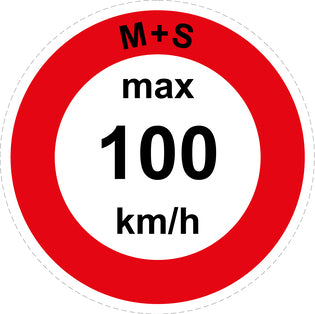 Speed sticker "M+S max 100 km/h red border"LH-CAR1600-100