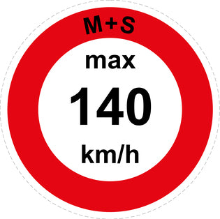 Speed sticker "M+S max 140 km/h red border" LH-CAR1600-140