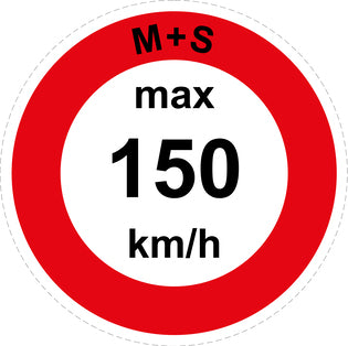 Speed sticker "M+S max 150 km/h red border"LH-CAR1600-150